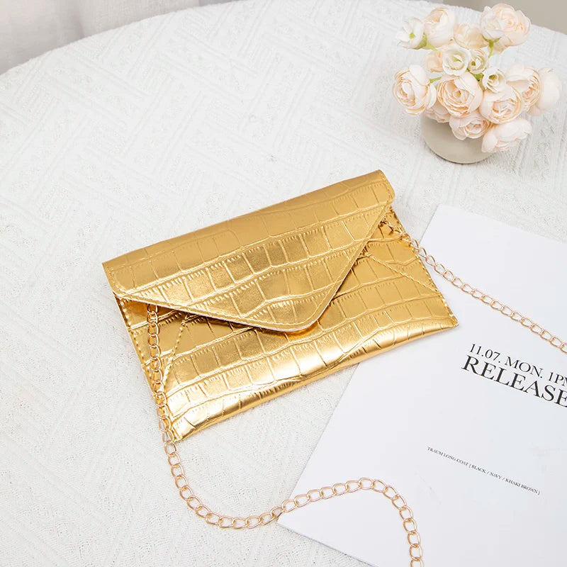 Gold Silver Evening Bag Women Elegant Fashion Banquet Clutch Chain Shoulder Bags Luxury Purse Female Wedding Party Bags Wallet