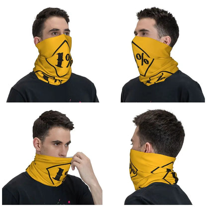 One Percenter 1% Bandana Neck Gaiter Printed Motorcycle Club Biker Mask Scarf Multifunctional Headwear Hiking for Men Women