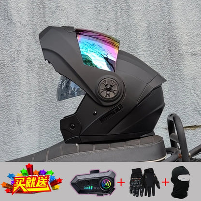 ORZ new motorcycle helmet with dual sunshades full face racing Bluetooth modular flip helmet for men and women DOT approval