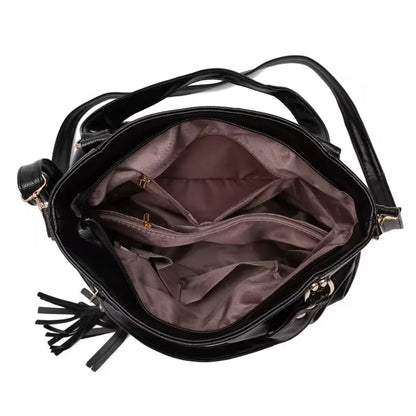 PU Fashion Large Capacity Women's Tote Bag, Single Shoulder Bag with Frill Decoration, Multi-pocket Design