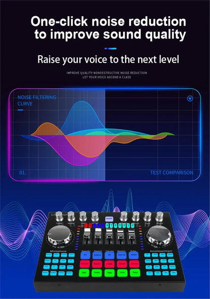 K1 Professional Live Sound Card Audio Mixer DJ Equipment Sound Card Effects Processors for Music Karaoke Recorder Live Broadcast