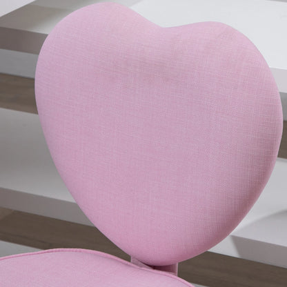 Rolling Upholstery Leisure Lounge Vanity Chair with Heart Back and Sponge Seat