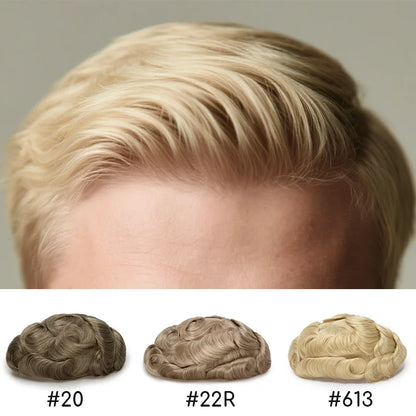 Men Toupee 0.06mm Thin Skin Natural Hairline Men's Capillary Prothesis Toupee Men Wigs Male Wig Hair System 100% Human Hair