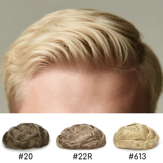 Men Toupee 0.06mm Thin Skin Natural Hairline Men's Capillary Prothesis Toupee Men Wigs Male Wig Hair System 100% Human Hair