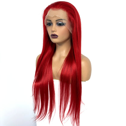 13x4 Lace Frontal Pink Straight Human Hair Wig 26 28inch 250 Density Pre Plucked Red Hair Wig Grey Lace Front Wigs for Women