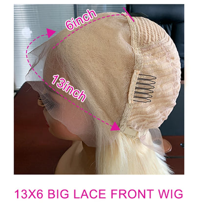 13X6 Lace Frontal BOB Wigs #613 Blonde Bob Human Hair Wig Remy Straight Lace Front Wigs for Women Preplucked Transparent HairUGo