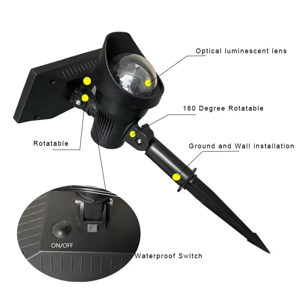 Outdoor Waterproof Solar Spotlights 3LED Colorful Rotatable Solar Projector Lawn Light Solar Landscape Disco Lights