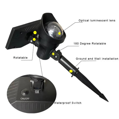 Outdoor Waterproof Solar Spotlights 3LED Colorful Rotatable Solar Projector Lawn Light Solar Landscape Disco Lights
