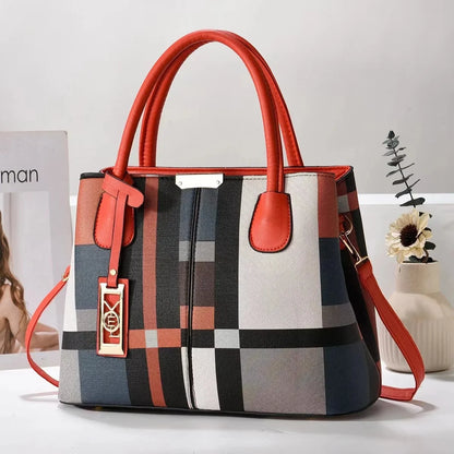 Simple Women's PU Leather Shoulder Bag Large Capacity Handbag Wire Tag Hanging Bag Square Shape Soft Handbags with Zipper