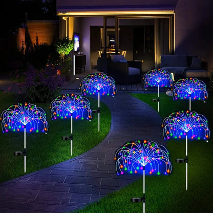 Solar LED Firework Fairy Lights, Waterproof, Garden Decoration, Lawn, Pathway, Solar Lamp, Outdoor Light
