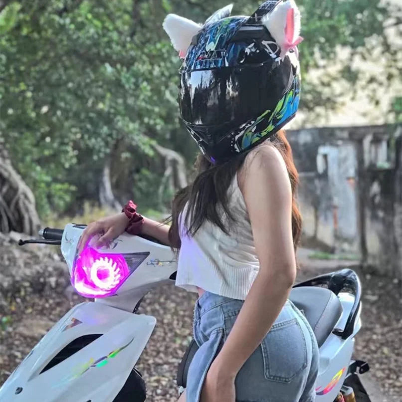 Motorcycle Helmet Cat Ears Decoration Cute Plush Stickers Motocross Helmet Full Face Off Road Helmet Decor Cosplay Styling