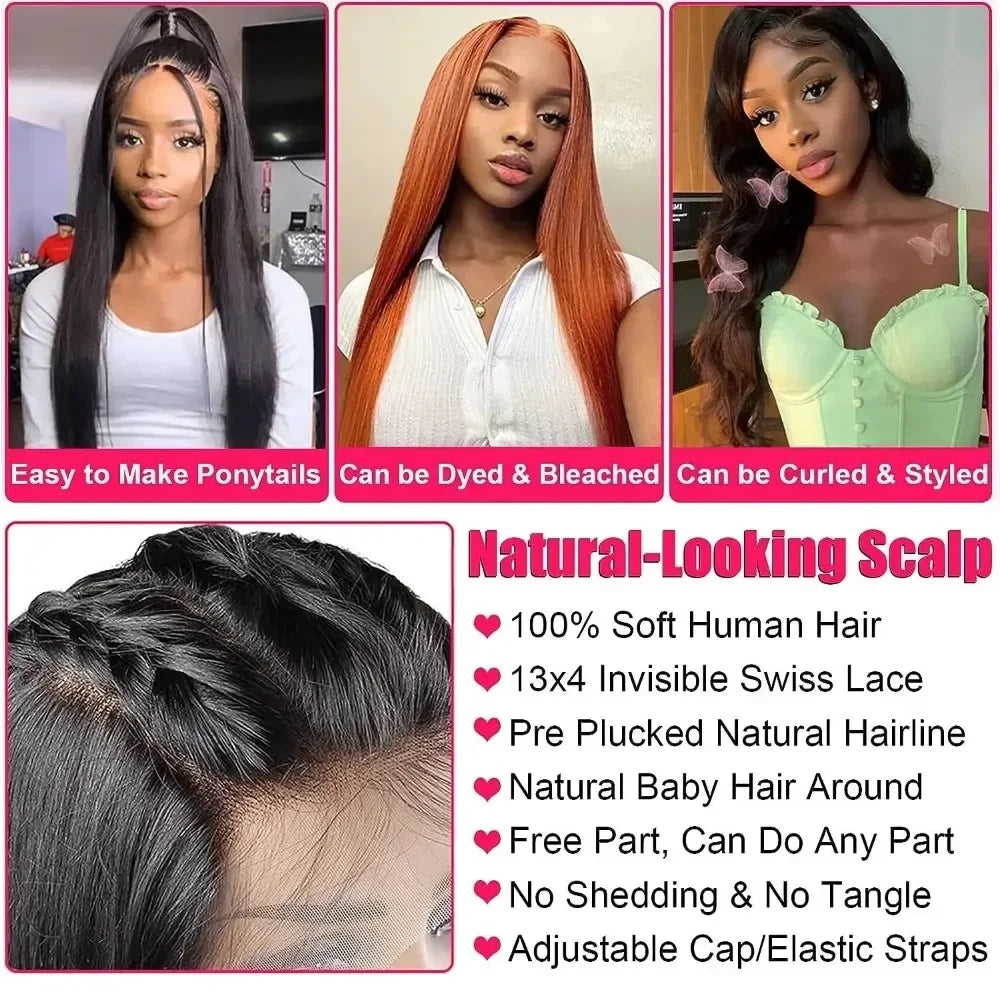 40 Inch Wigs 100% Human Hair 13x4 Hd Iace Frontal 13x6 Hd Brazilian Lace Frontal Wig 200% Density Straight Hd Transparent 13x4 Wigs