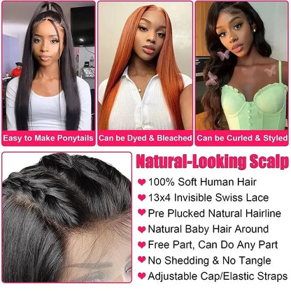 40 Inch Wigs 100% Human Hair 13x4 Hd Iace Frontal 13x6 Hd Brazilian Lace Frontal Wig 200% Density Straight Hd Transparent 13x4 Wigs