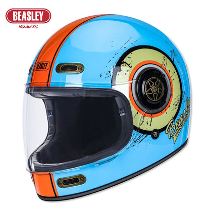 BEASLEY Retro Helmet Men's Women's Cruise Motorcycle Fiberglass Full Helmet Carbon Fiber Motorcycle Helmet DOT Certification