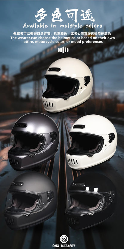 ORZ Classic Design Retro Full Face Motorcycle Helmet DOT Approved Adult Off Road Motorcycle Helmet Capacite Casco Moto