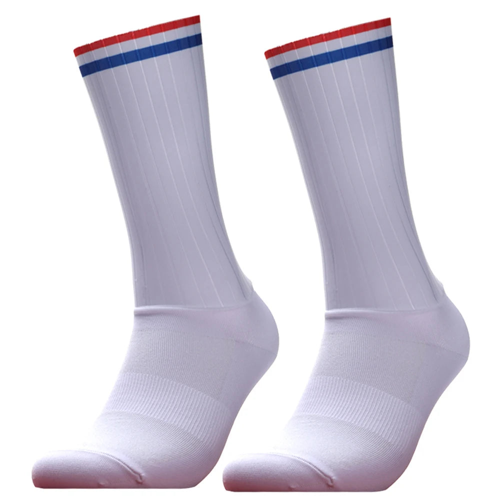 Cycling 2024 Anti Slip Whiteline Silicone Summer Aero Socks Socks Men Bicycle Sport Running Bike Socks Calcetines Ciclismo