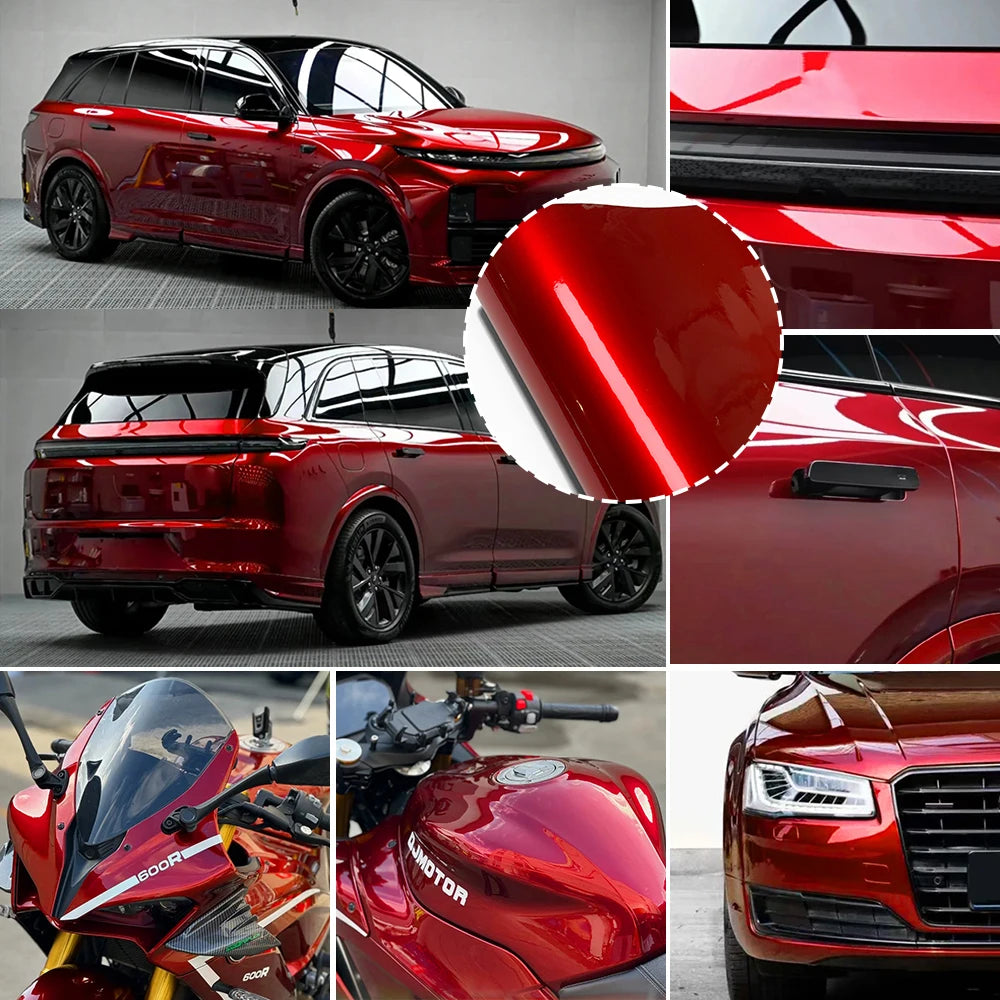 Carbon Fiber Vinyl Wrap Glossy Red Car Stickers Motorcycle Waterproof Vinyl Auto Tuning Self Adhesive Film for Cars Accessories
