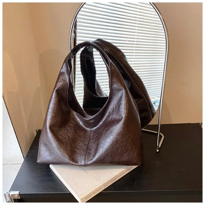 Large Capacity PU Leather Hobo Underarm Bags Autumn Winter Shoulder Bag for Women 2025 New Trend Y2K Handbags and Purses Tote