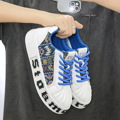 Men's White Sneakers 2025 New Arrival Fashionable Casual Shoes Durable Anti-slip Thick-soled Elevator Comfortable Breathable Eas