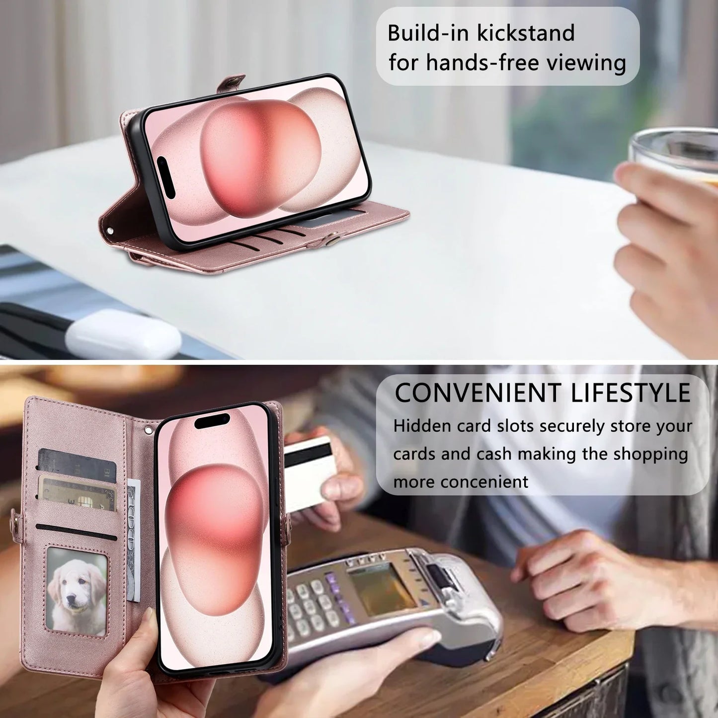 Crossbody Leather Wallet Case For iPhone17 16 Pro Air 16E 15 14 13 12 11 Pro Max XS XR SE 8 7 Card Solt Pocket Shoulder Cover