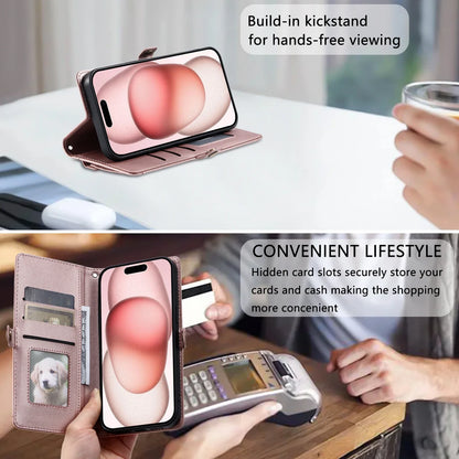 Crossbody Leather Wallet Case For iPhone17 16 Pro Air 16E 15 14 13 12 11 Pro Max XS XR SE 8 7 Card Solt Pocket Shoulder Cover