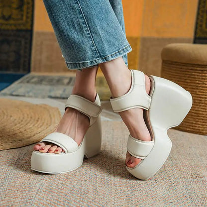 Krazing Pot 2026 Comfort Sheepskin Superstar High Thick Bottom Summer Shoes Casual Slingback Luxury Brand Platform Women Sandals