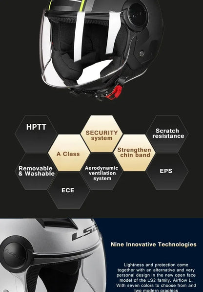 Original LS2 OF562 Casco Motorcycle 3/4 Open Face Ls2 Cascos Para Moto E-BIKE Helmet Electric Scooter Helmet of562 Capacete Moto