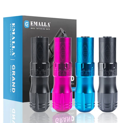 EMALLA GRAND Wireless Tattoo Pen Machine Adjustable 7 Strokes Brushless Motor 1800mAh Tattoo Permanent Makeup Pen Machine Supply