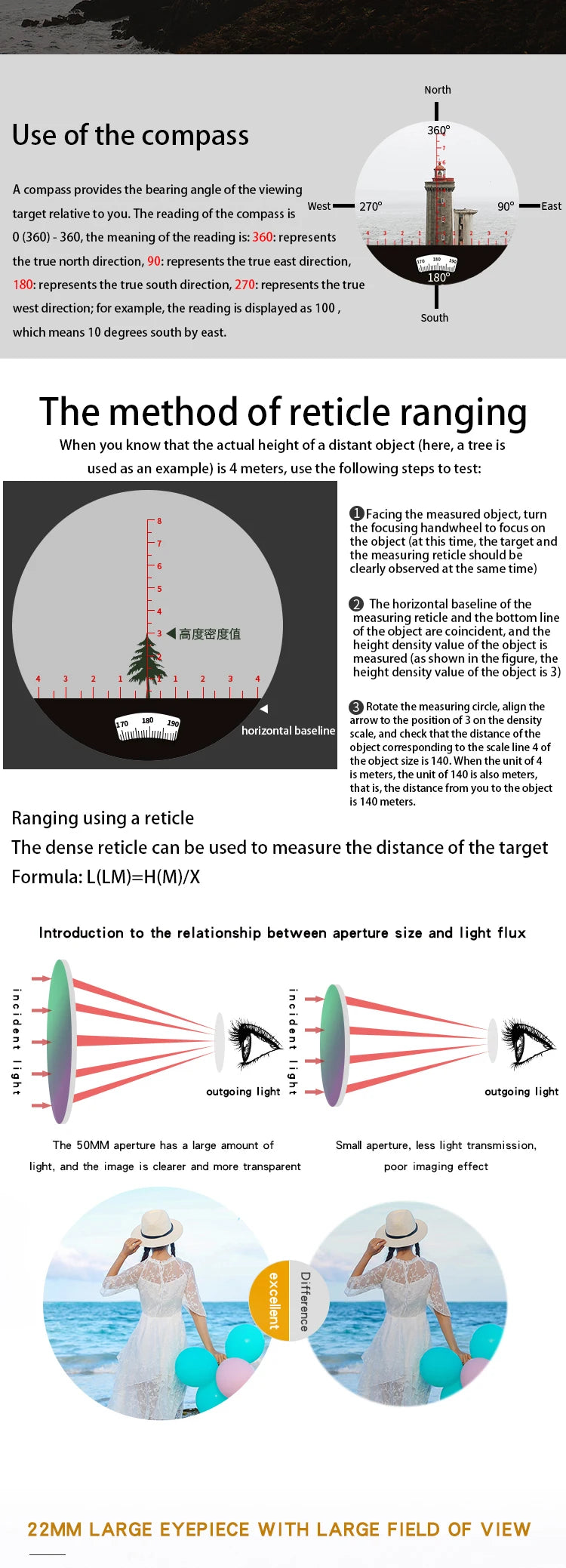 Nautical Binoculars Boshile 10x50 Rangefinder Compass Telescope High Powered Nitrogen Waterproof Coordinates Distance