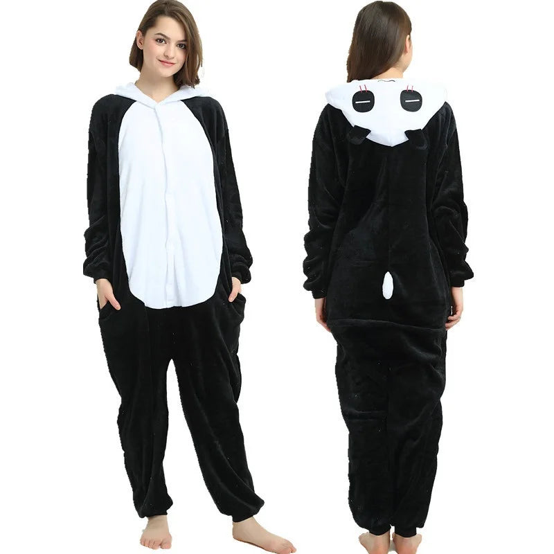 Kigurumi Adults Winter Sleepwear Women Men Pajamas Animal Onesie Thicken Couples Pijamas Cartoon Night Wears For Women Homewear