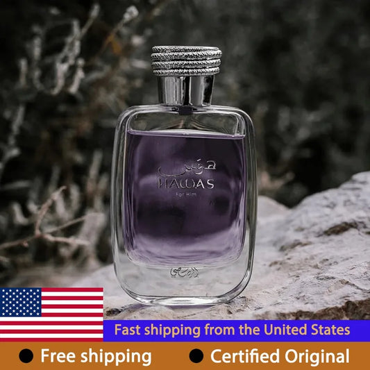 Rasasi Hawas for Him Eau de Parfum Spray 100 ML Original Arab Perfumes Lasting Watery Aromatic Pheromones Perfume Cologne 3.4 Oz