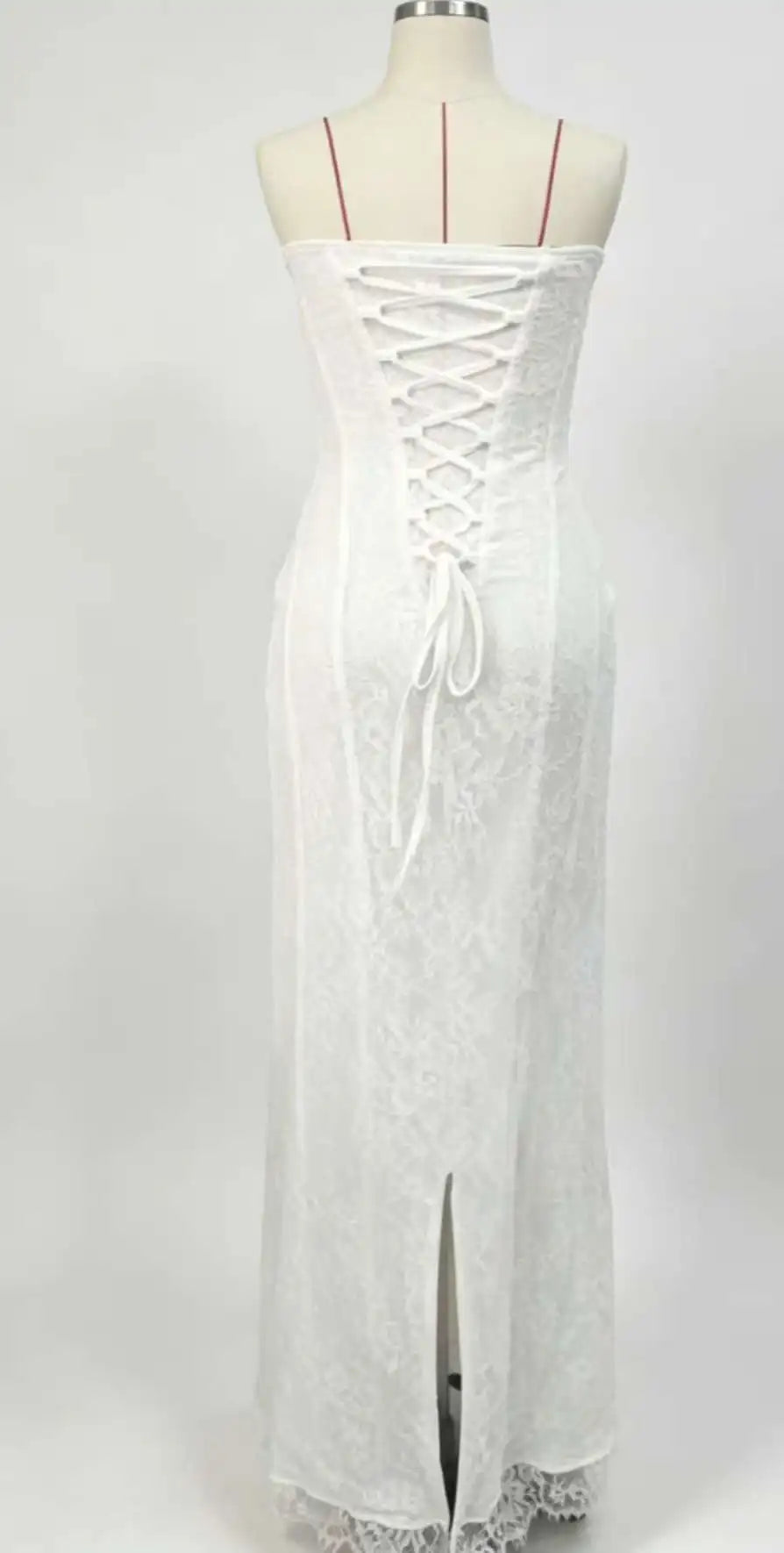 Elegant Women's Strapless Lace Long Dress Sexy Corset Maxi Dresses Summer Evening Party Cocktail Prom Wedding Guest Red Black