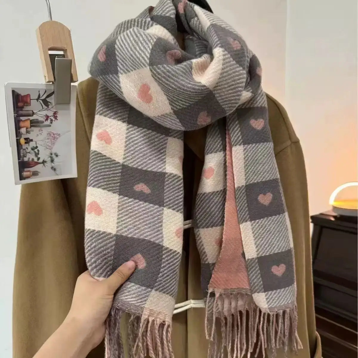 Unisex Cashmere Feel Scarf Winter Warm Soft Neck Wrap for Men Women All-Match Outdoor Hiking Scarf Decorate The Gift