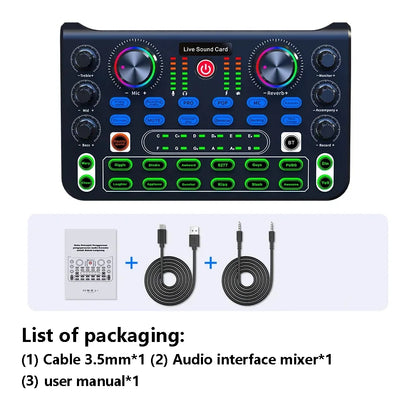X60 Sound Mixer Board Live Sound Card for Live Streaming Voice Changer Sound Card with Effects Audio Mixer