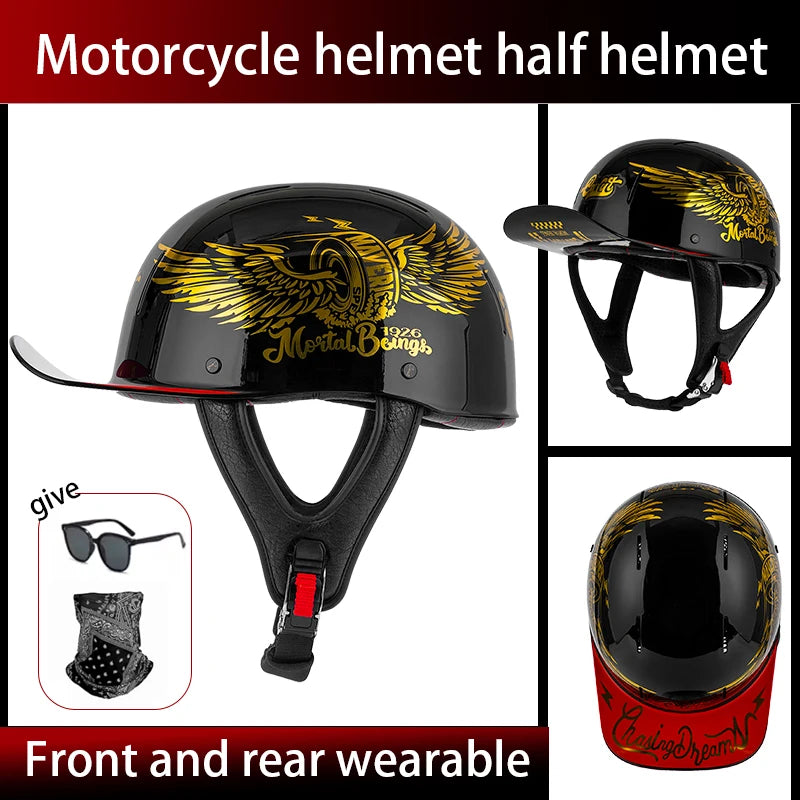 Summer breathable retro cruise motorcycle helmet for men and women electric motorcycle half helmet day American pedal scoop helm
