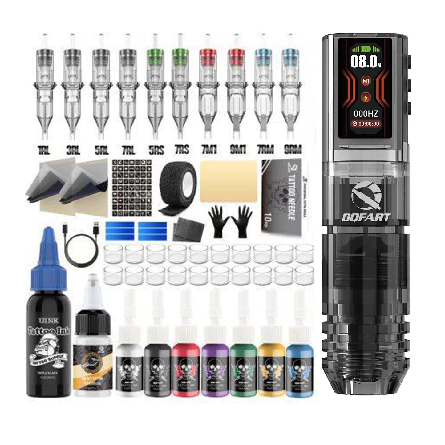 DQFART All-New Upgrade Wireless Tattoo Machine Kit Tattoo Needles Ink Tattoo Pen Suitable for Tattoo Beginners Tattoo Artists