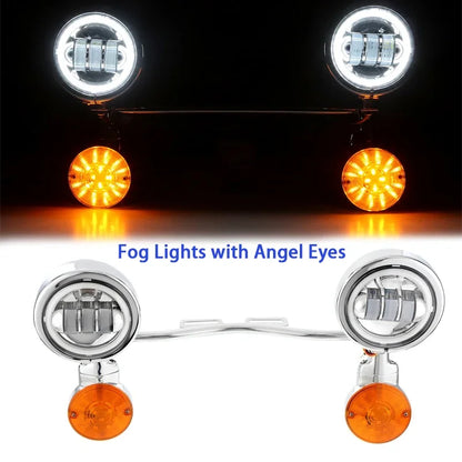 Motorcycle Driving Passing Spotlight Light Bar & Turn Signals Lamp Kit for Harley Davidson/Honda/Suzuki/Kawasaki