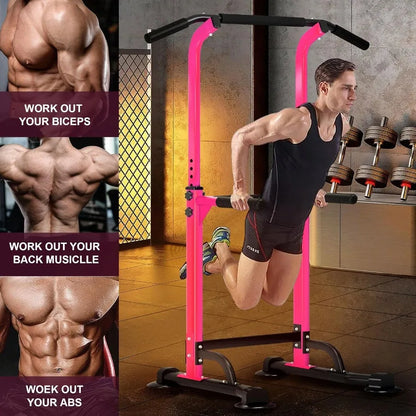 Power Tower Pull Up Dip Station Multi-Function Fitness Equipment for Strength Training Adjustable Height Dip Stand for Home Gym