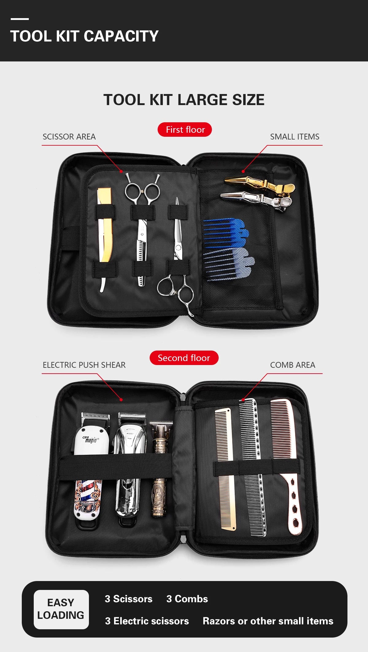 BARBERTOP Tools Storage Bag Waterproof Hair Clipper Bag Hair Cutting Scissors Shaving Kits Haircut Accessories Organizer Box