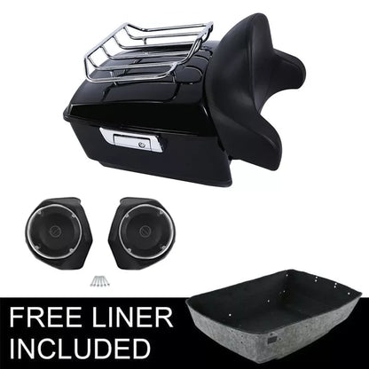 Motorcycle King Trunk Backrest Pad Speakers For Harley Touring Trunk Road King Street Glide 2014-2025