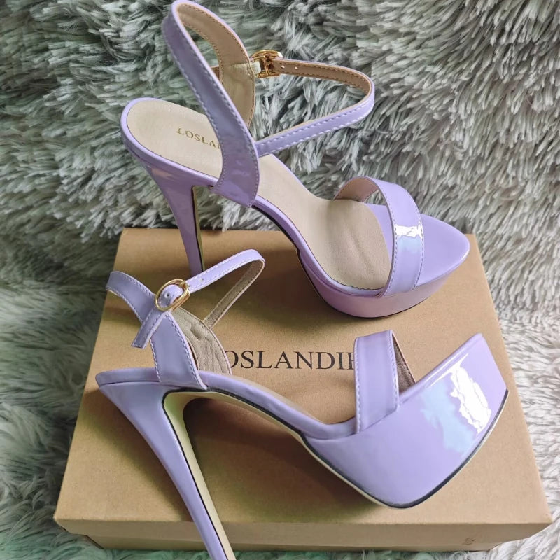 Women Peep Toes Sandals Stiletto Sexy Pumps Luxury Club 14cm Elegant Platform High Heels Nighclub Party Wedding Jazz Dance Shoes