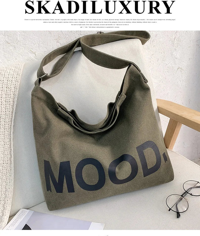 Top Canvas Bag Youth Men Shoulder Bags Large Capacity Hand Bags Letter Printed Crossbody Bag for Women Students School Bags