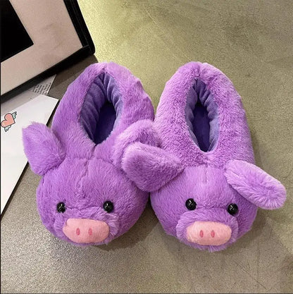 Winter Women Warm Indoor Slippers Ladies Fashion Cute Pink Pig Shoes Women's Soft Short Furry Plush Home Floor Slipper SH467