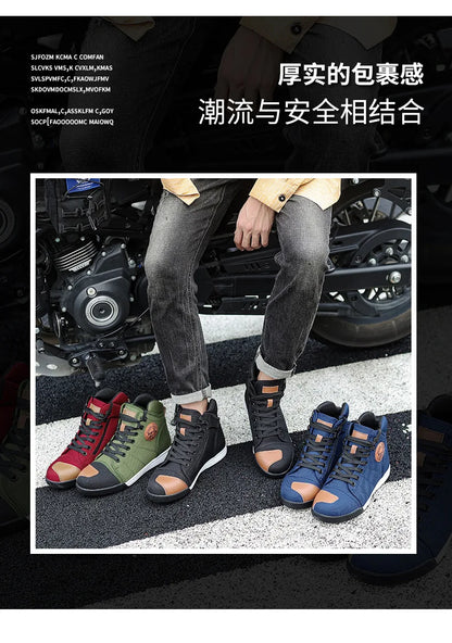 Motorcycle Shoes Men Riding Boots Casual Flat Shoes Anti-collision Toe Heel Protection Outdoor Cycling Motobike Sports Sneakers