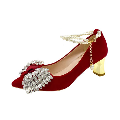 Red Wedding Shoes Women's 2025 New High Heels