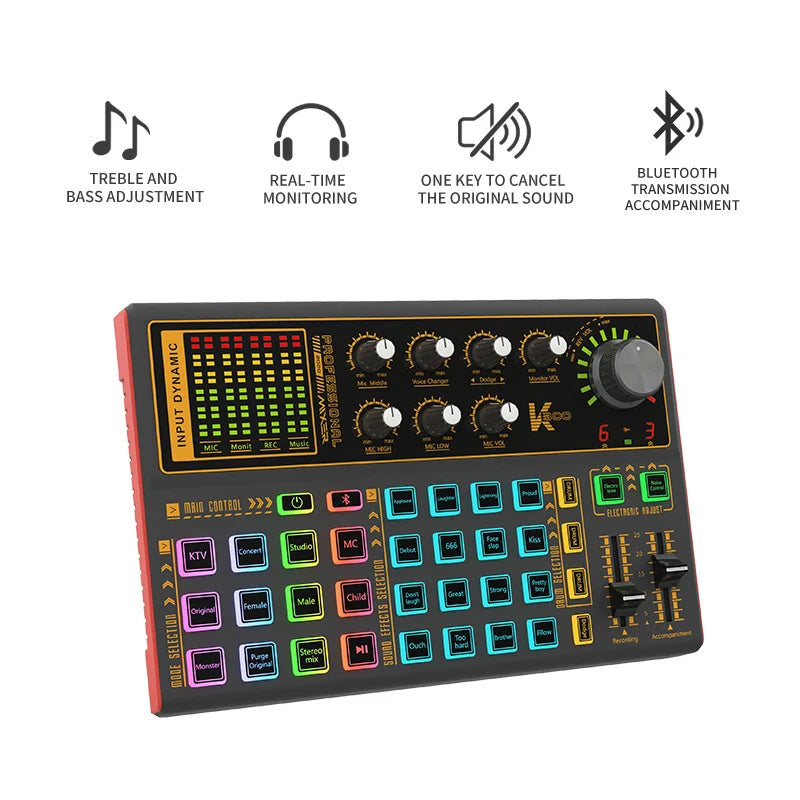 Portable device for computer and mobile live streaming, sound card, product promotion, and karaoke short videos