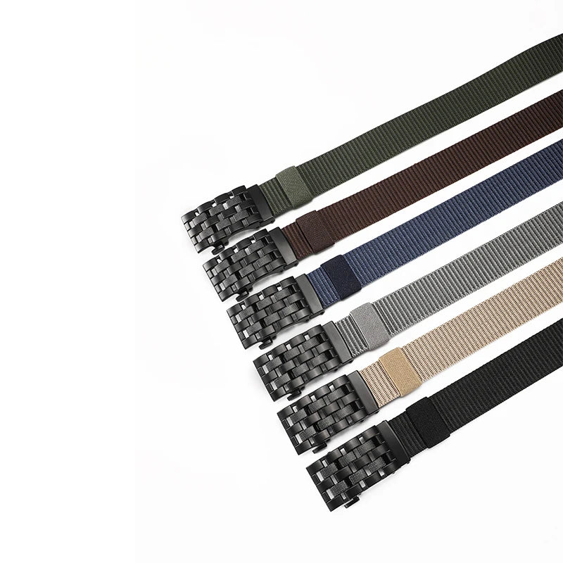 Men's Fabric Belt Nylon Canvas Automatic Belt Man Designer Belts Men Working Waistband Casual Men's Trousers Waist Belt ZX006