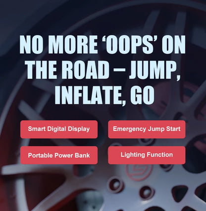 Portable 150PSI air pump, emergency car jump starter, power bank, LED lighting, air compressor,car starter suitable for all cars