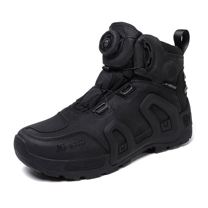 Motorcycle Riding Boots Waterproof Cowhide Leather Breathable Anti-Slip Wear-Resistant Touring Moto Shoes for Men Women
