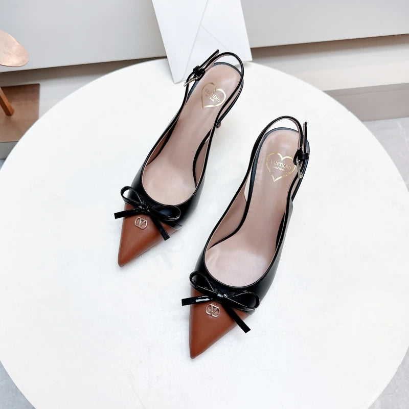 Heels Sandals Gladiator Summer Luxury Brand 2026 Bow Women High Heels Pointed Toe Designer Elegant Slingbacks Party Ladies Shoes